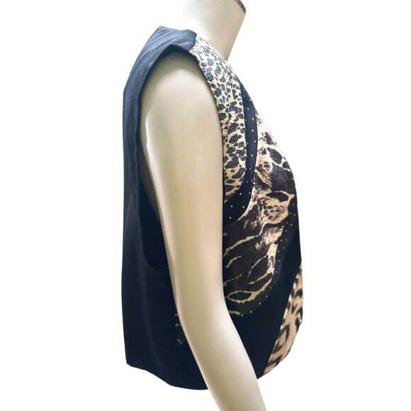 Vintage City Girl By Nancy Bolen Animal Print Vest Size 8 Black Gold Made In USA - Picture 4 of 10